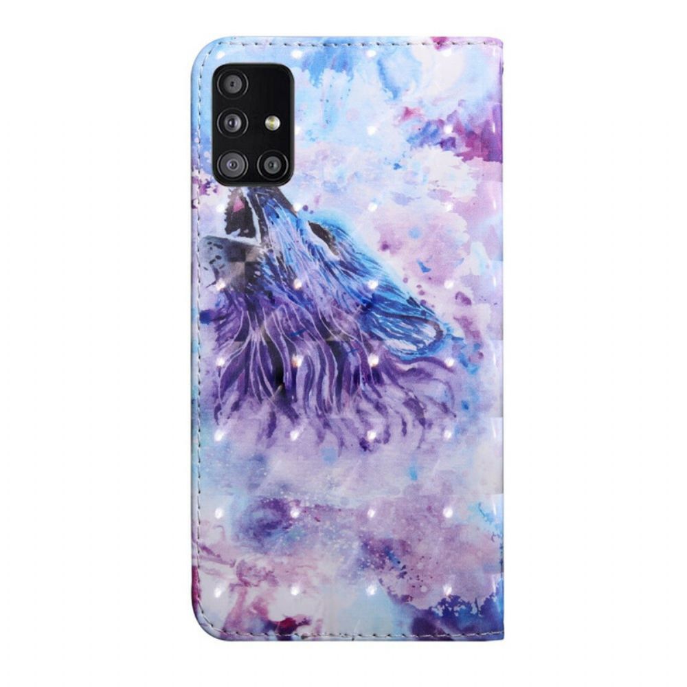 Flip Case voor Samsung Galaxy A51 5G Aquarel Wolf