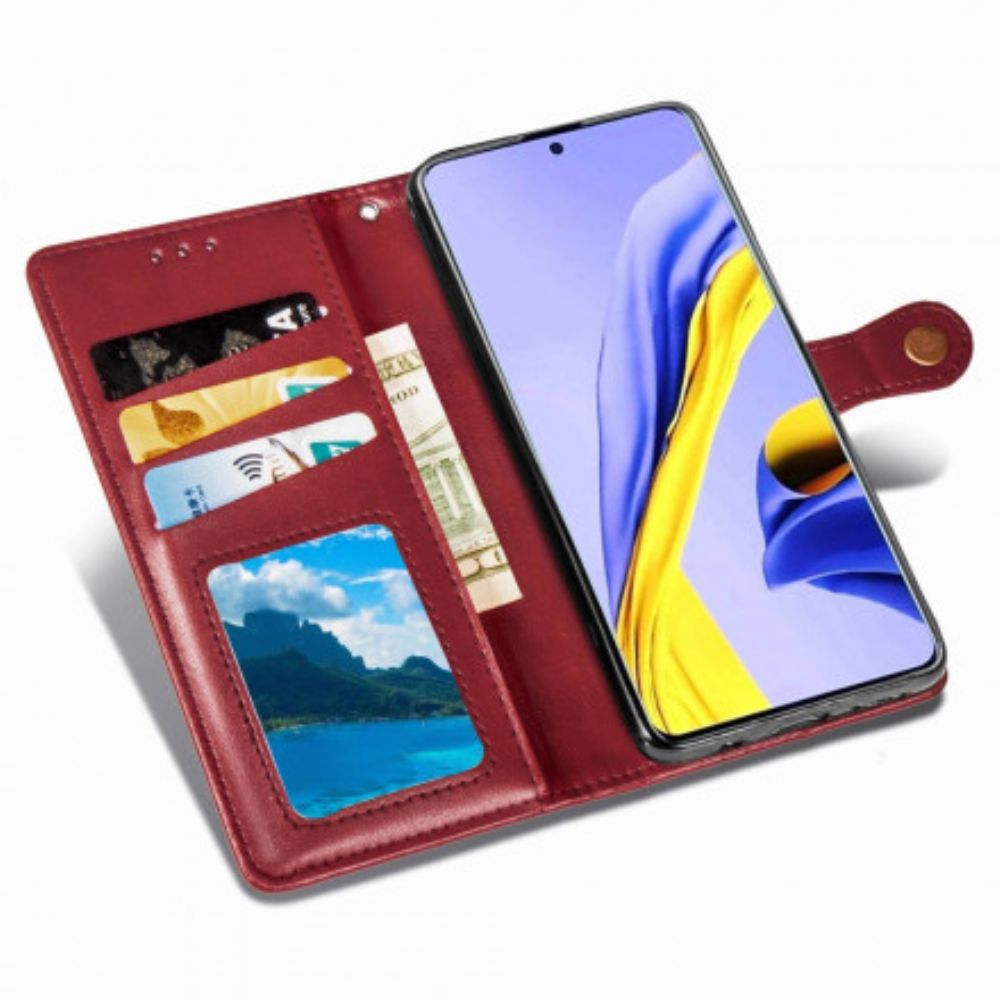 Folio-hoesje voor Samsung Galaxy A51 5G Faux Leer En Vintage Sluiting