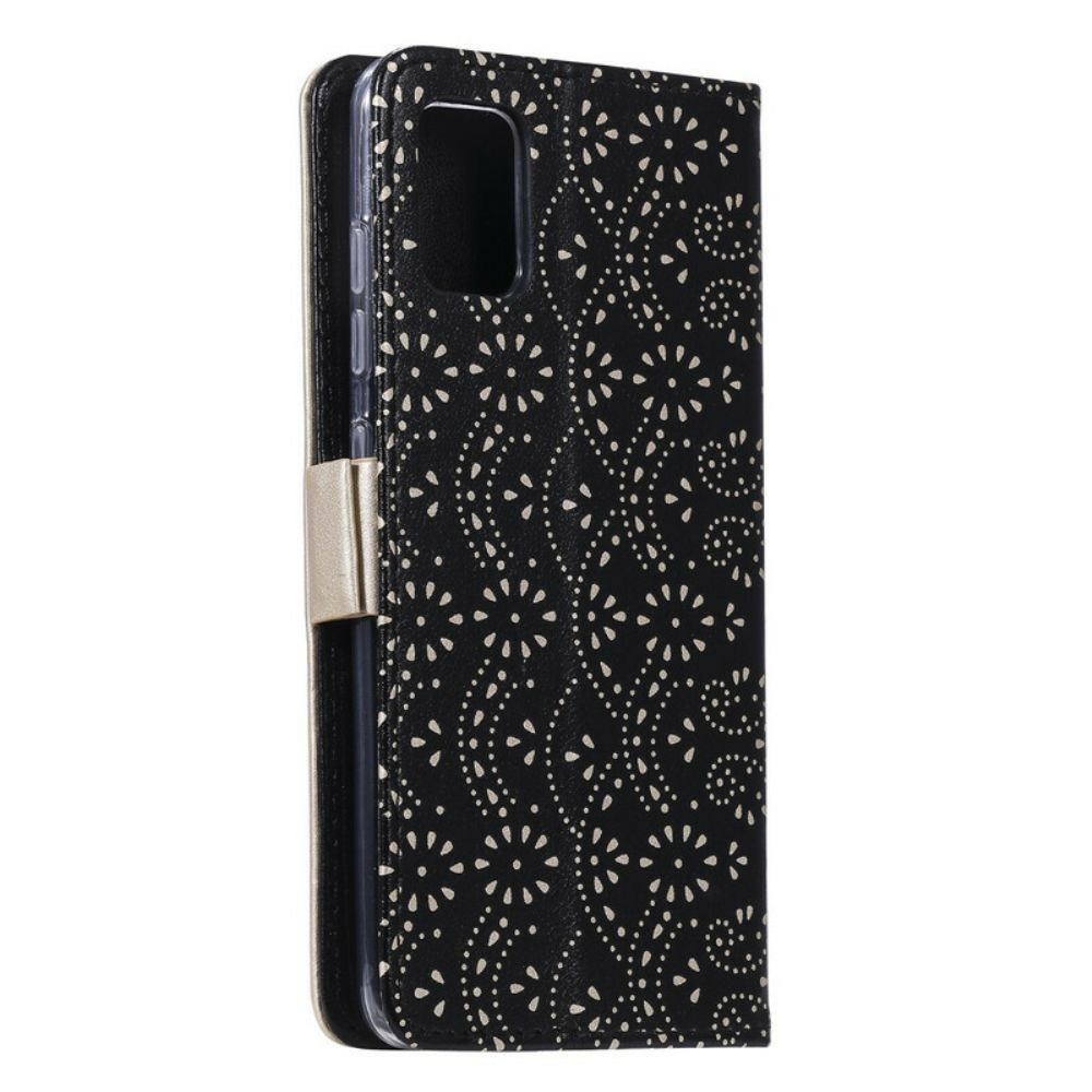 Leren Hoesje voor Samsung Galaxy A51 5G Met Ketting Coin Purse Met Veters