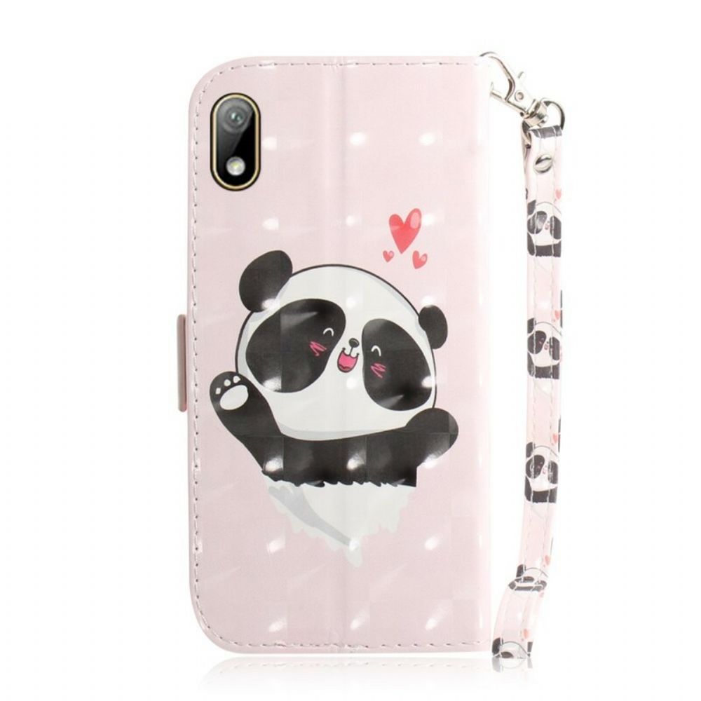 Flip Case voor / Honor 8S Met Ketting Thong Panda Liefde