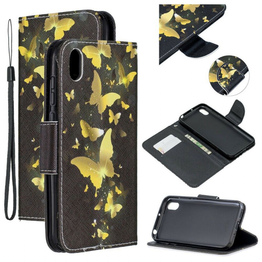 Folio-hoesje voor / Honor 8S Met Ketting / Honor 8s Butterflies Kings-riem