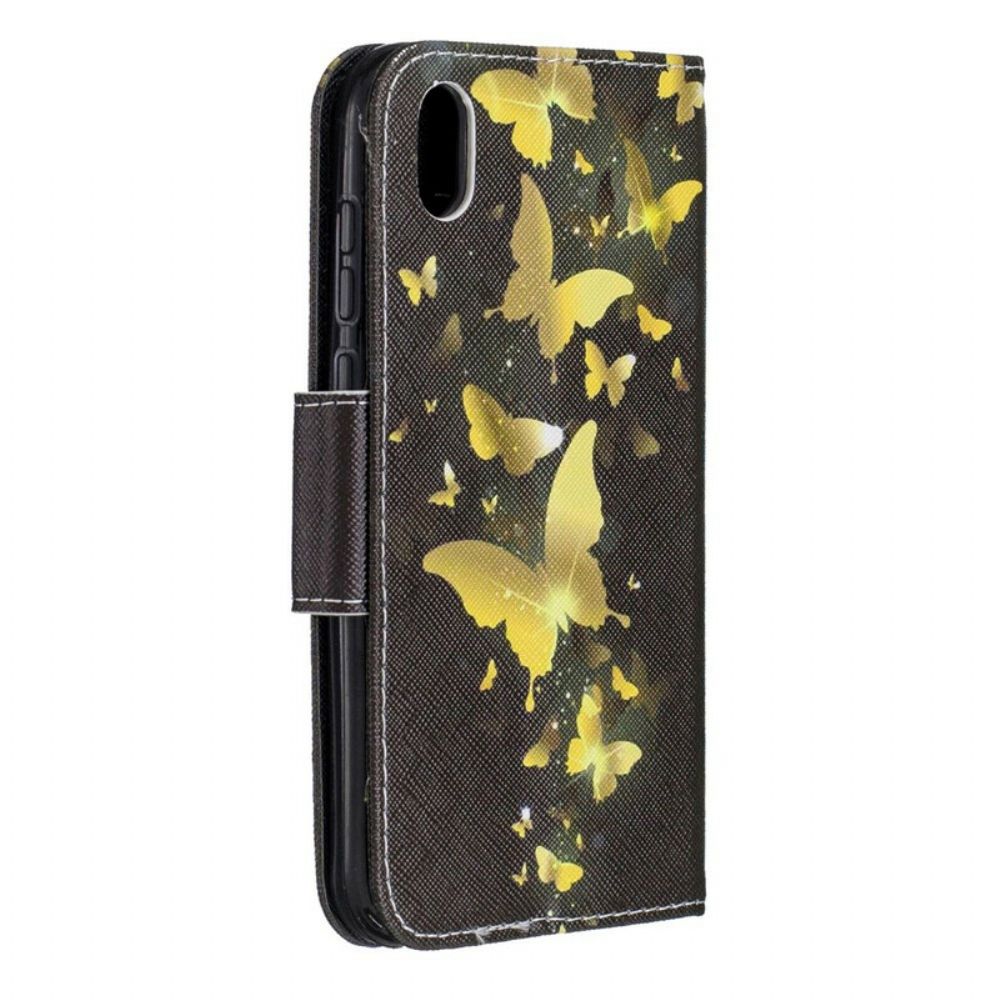 Folio-hoesje voor / Honor 8S Met Ketting / Honor 8s Butterflies Kings-riem