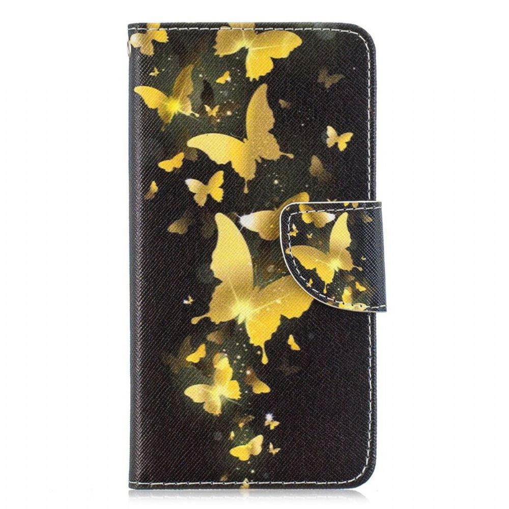 Folio-hoesje voor / Honor 8S Met Ketting / Honor 8s Butterflies Kings-riem