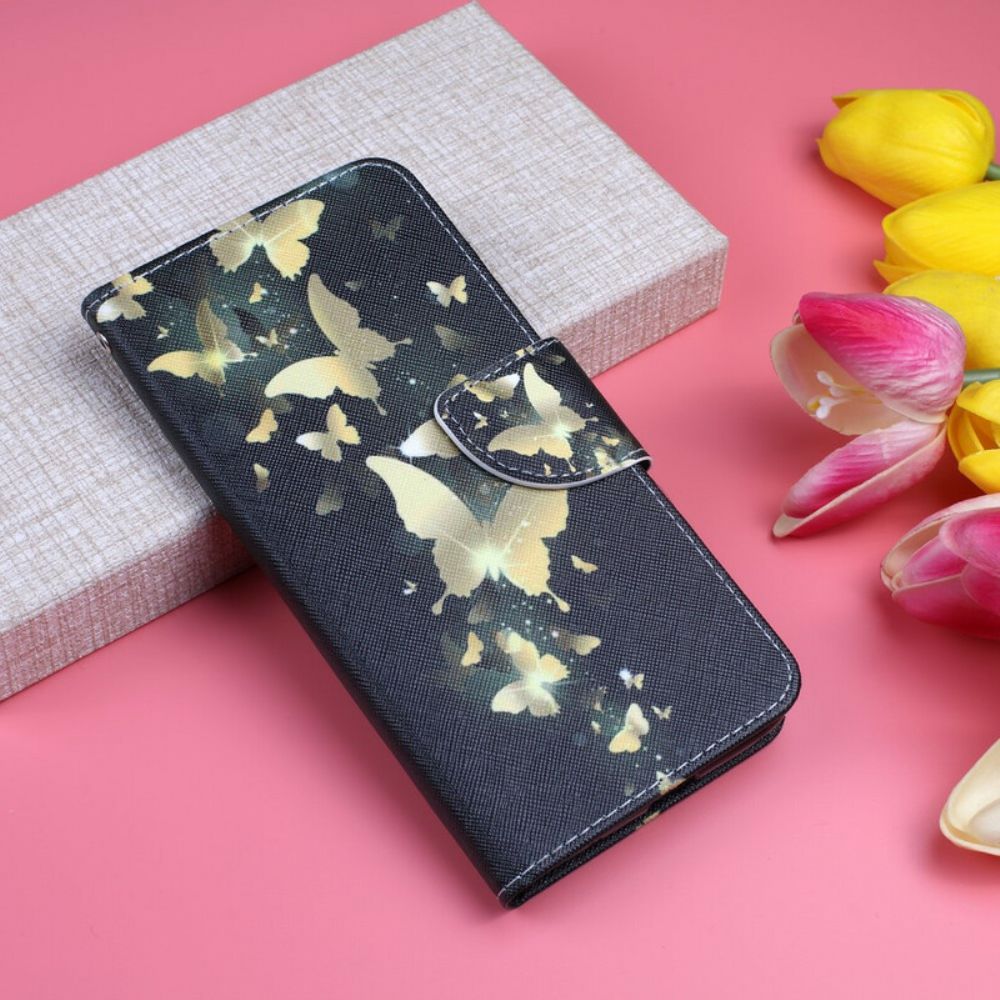 Folio-hoesje voor / Honor 8S Met Ketting / Honor 8s Butterflies Kings-riem