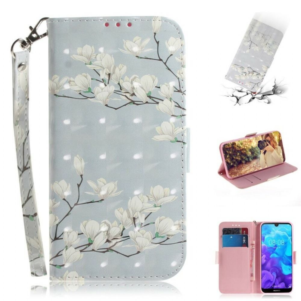 Folio-hoesje voor / Honor 8S Met Ketting Thong Bloemenboom