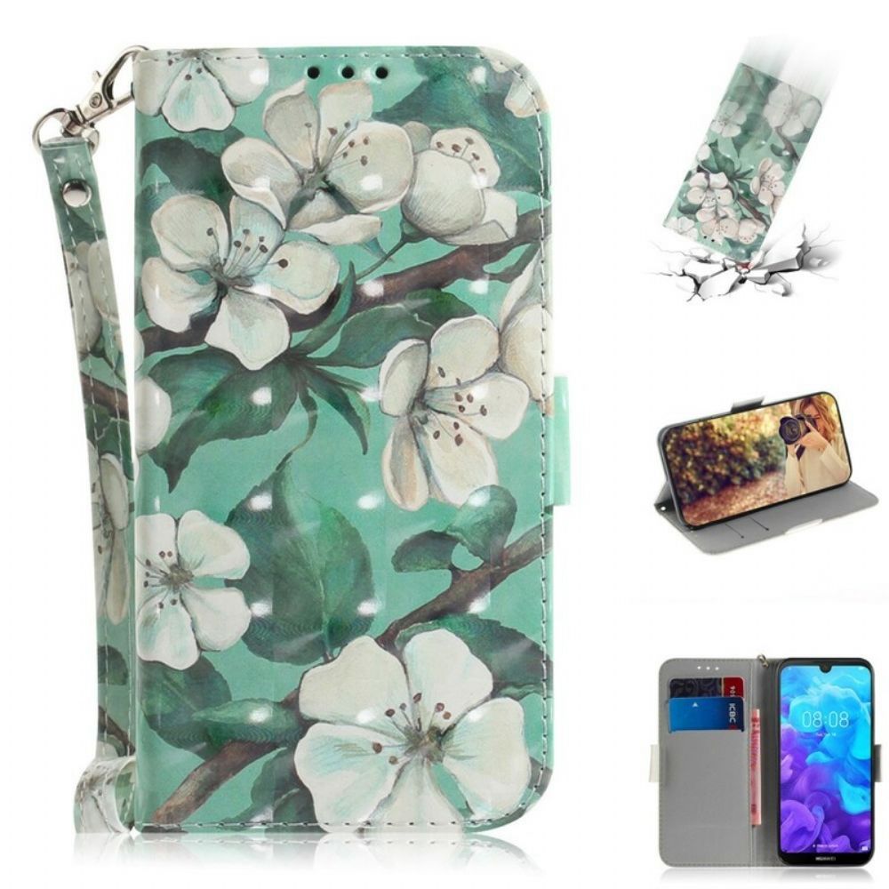 Folio-hoesje voor / Honor 8S Met Ketting Thong Bloementak