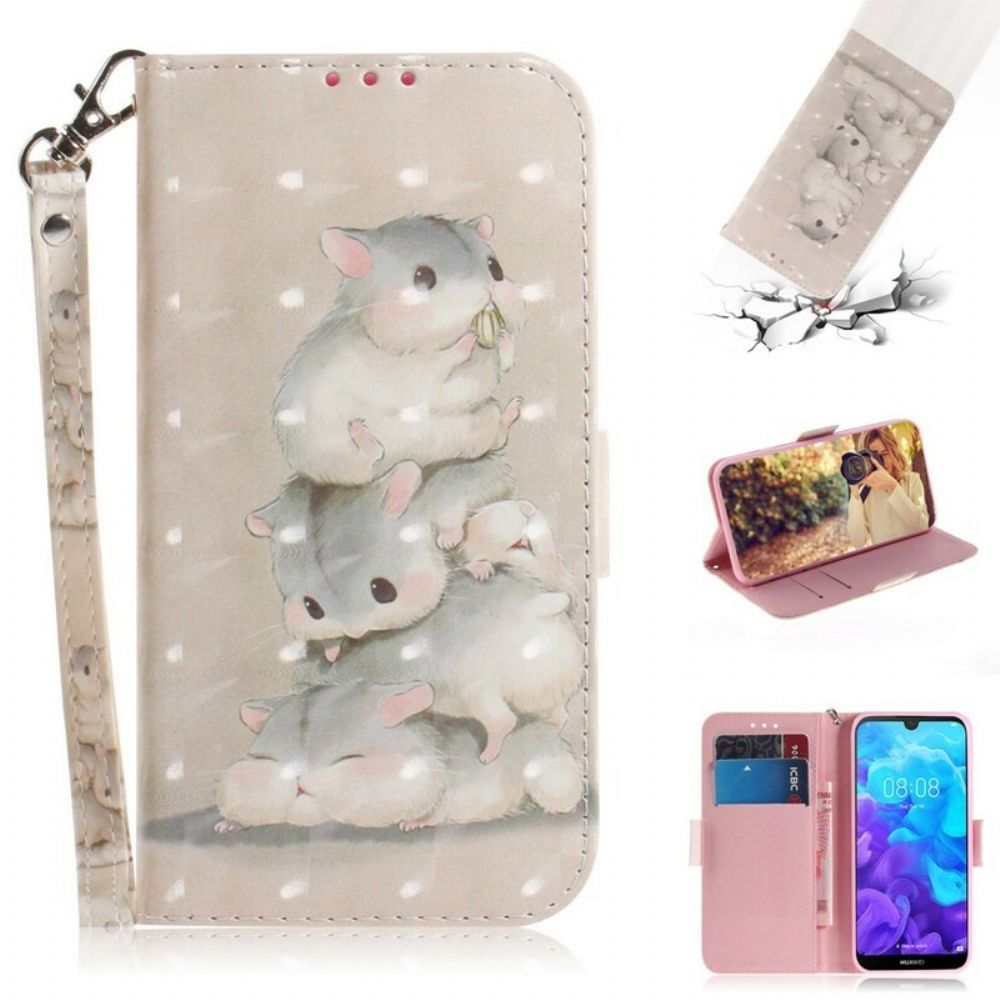 Folio-hoesje voor / Honor 8S Met Ketting Thong Hamsters