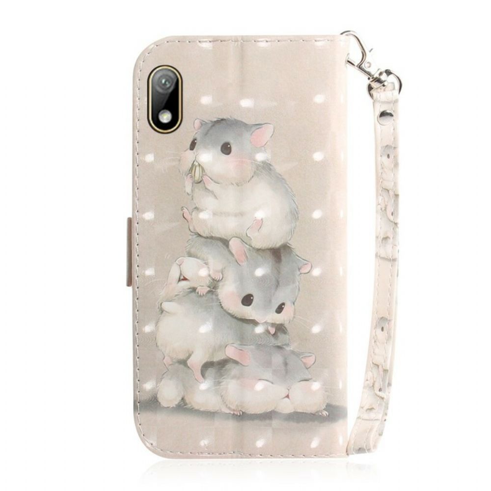 Folio-hoesje voor / Honor 8S Met Ketting Thong Hamsters