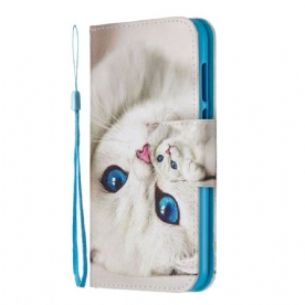 Folio-hoesje voor / Honor 8S Met Ketting Thong Kat Met Blauwe Ogen