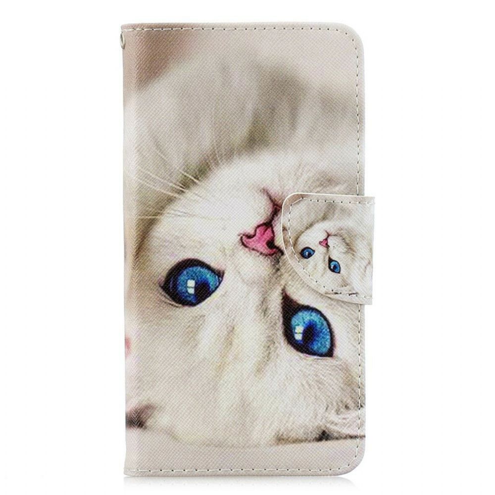 Folio-hoesje voor / Honor 8S Met Ketting Thong Kat Met Blauwe Ogen