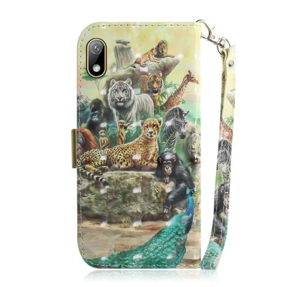 Folio-hoesje voor / Honor 8S Met Ketting Thong Safari Dieren