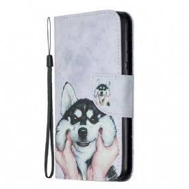 Leren Hoesje voor / Honor 8S Met Ketting Leuke Hond Met Riem