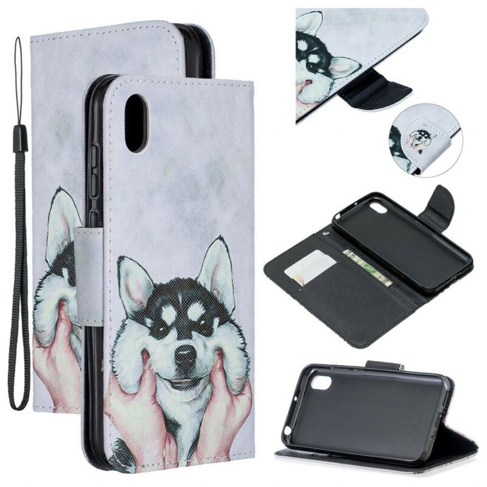 Leren Hoesje voor / Honor 8S Met Ketting Leuke Hond Met Riem