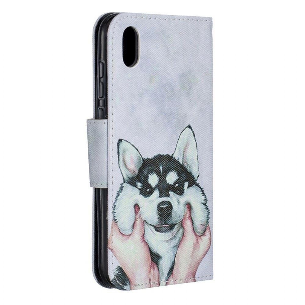 Leren Hoesje voor / Honor 8S Met Ketting Leuke Hond Met Riem