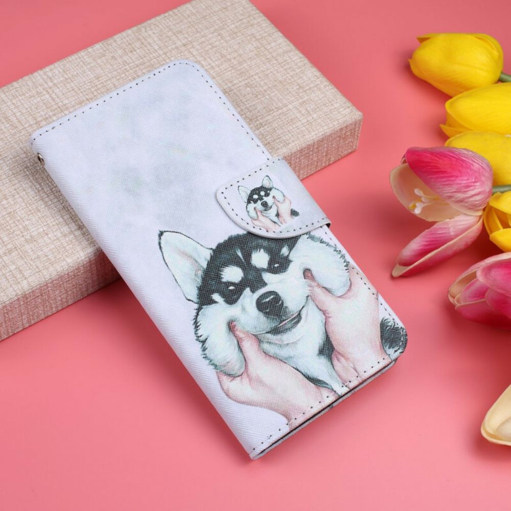 Leren Hoesje voor / Honor 8S Met Ketting Leuke Hond Met Riem