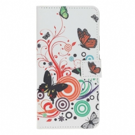 Leren Hoesje voor / Honor 8S Vlinders En Bloemen