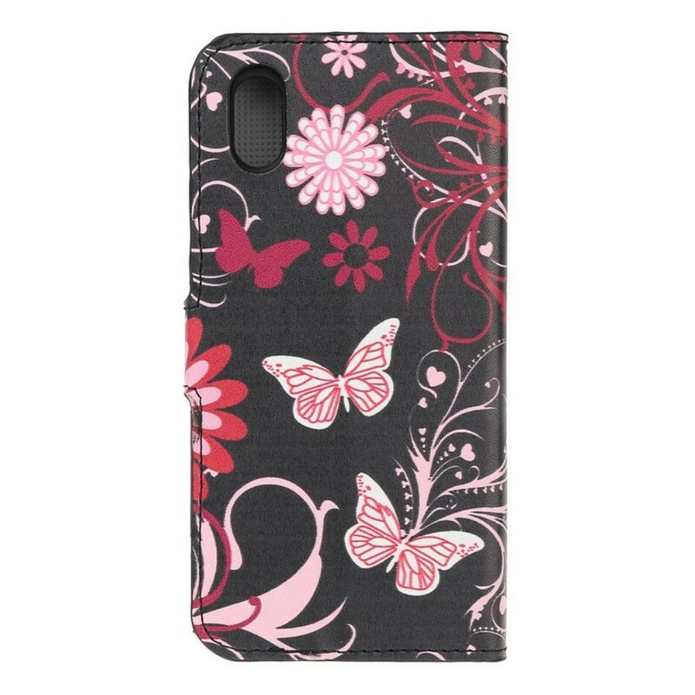 Leren Hoesje voor / Honor 8S Vlinders En Bloemen