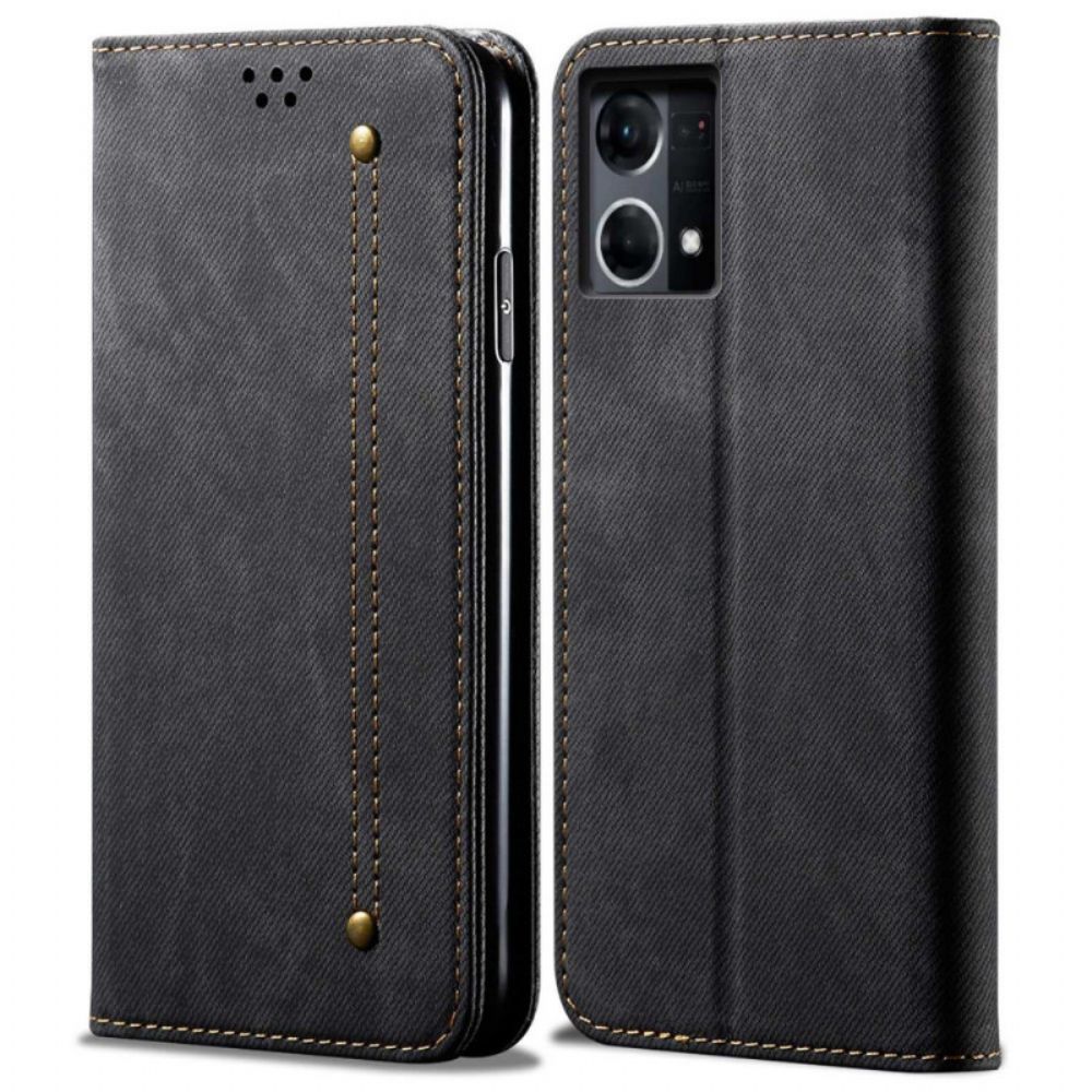 Bescherming Hoesje voor Oppo Reno 7 Folio-hoesje Denim Stof