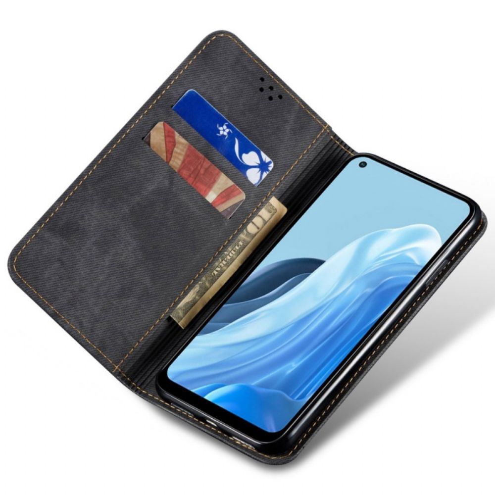 Bescherming Hoesje voor Oppo Reno 7 Folio-hoesje Denim Stof