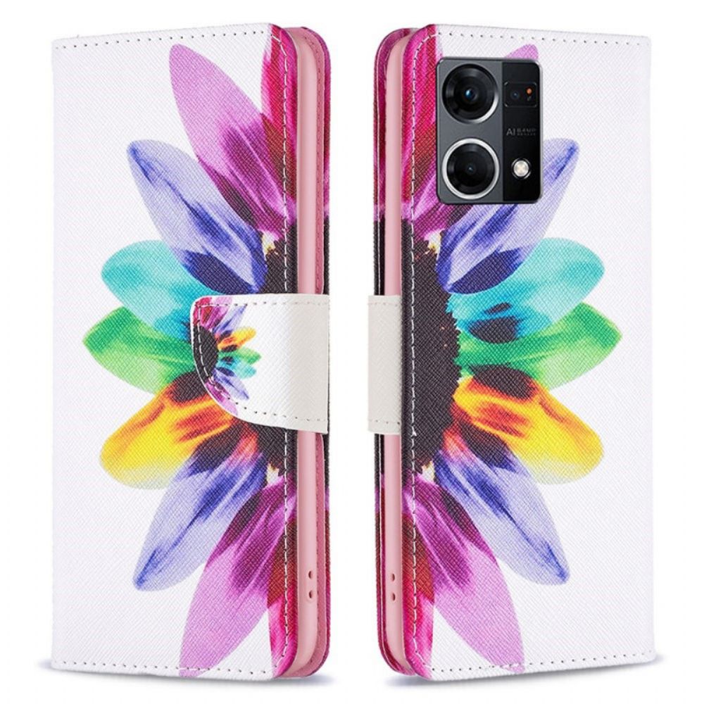 Flip Case voor Oppo Reno 7 Aquarel Bloem