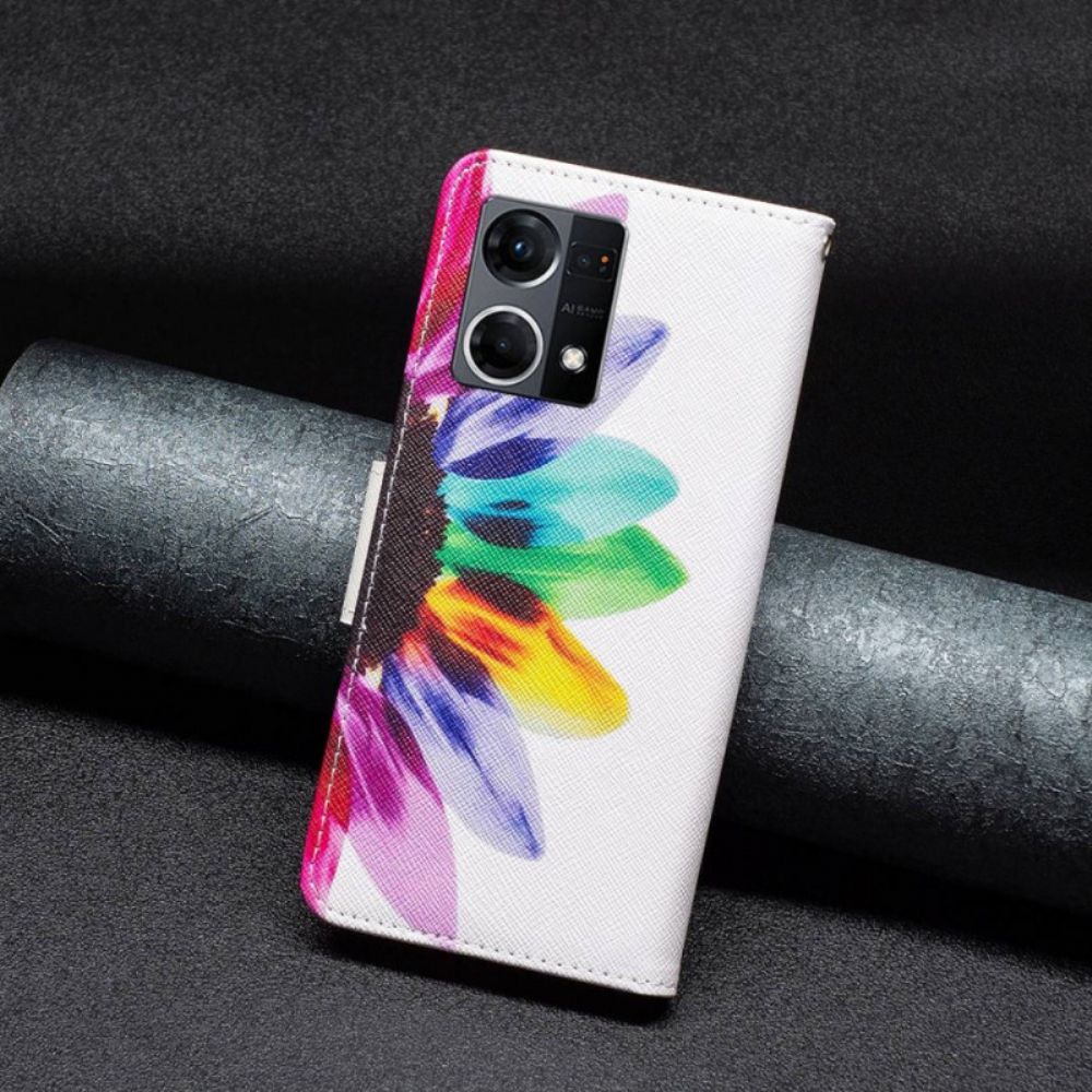 Flip Case voor Oppo Reno 7 Aquarel Bloem