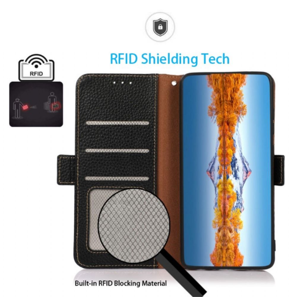 Flip Case voor Oppo Reno 7 Bescherming Hoesje Litchi Khazneh Lederen Rfid-bescherming