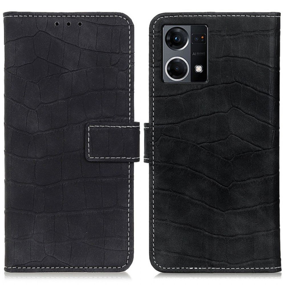 Flip Case voor Oppo Reno 7 Krokodillenleer Stijl