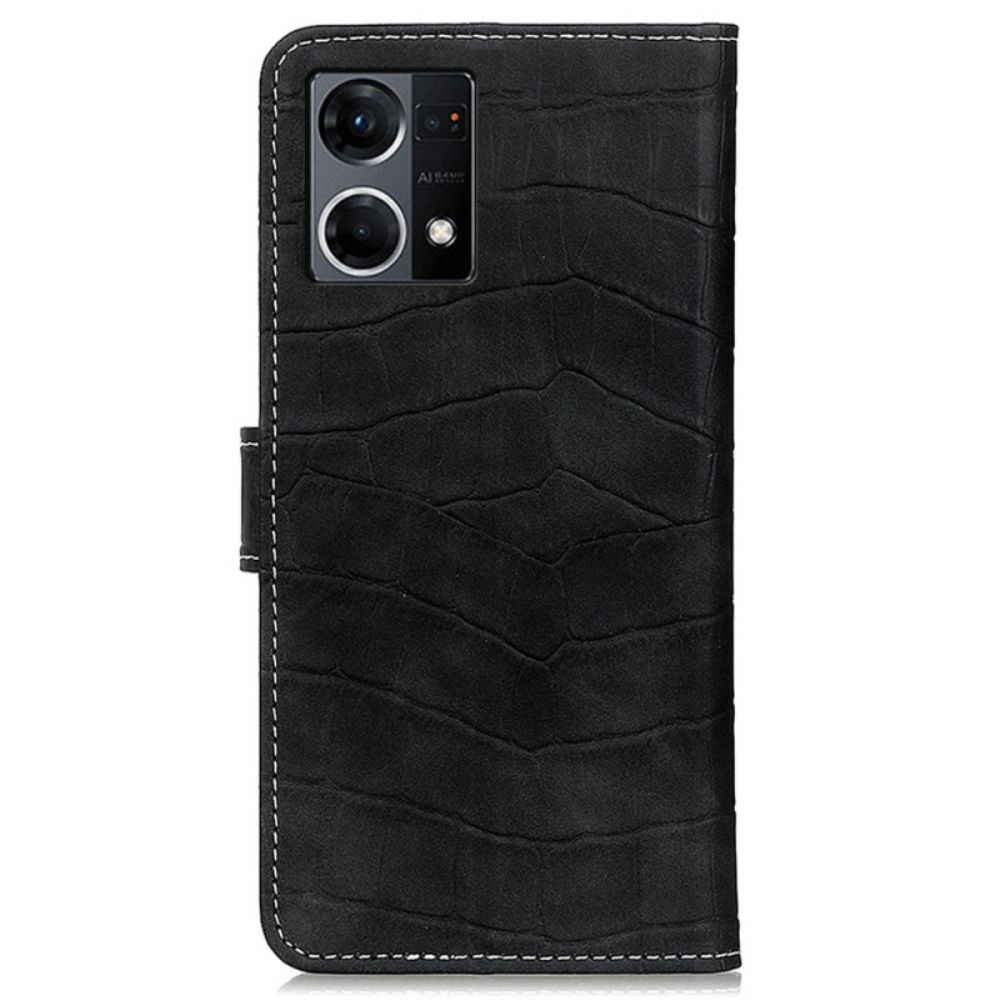 Flip Case voor Oppo Reno 7 Krokodillenleer Stijl