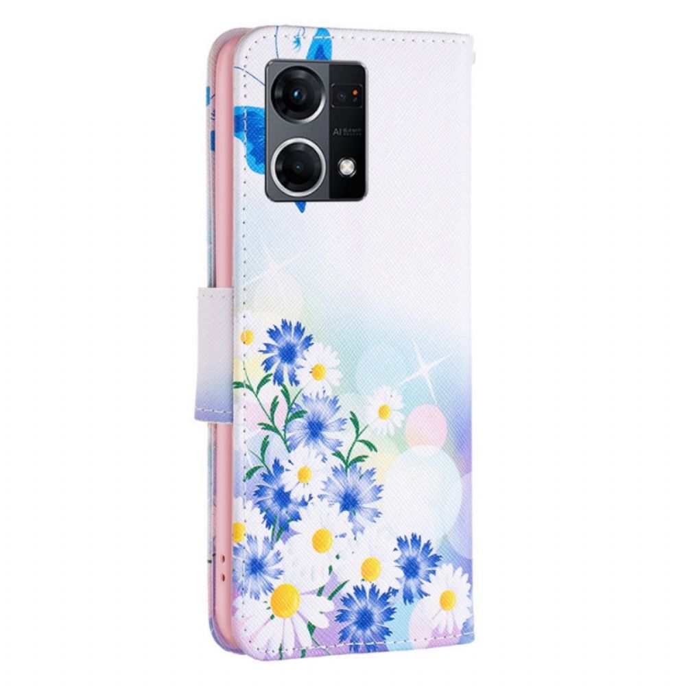 Folio-hoesje voor Oppo Reno 7 Aquarel Vlinders