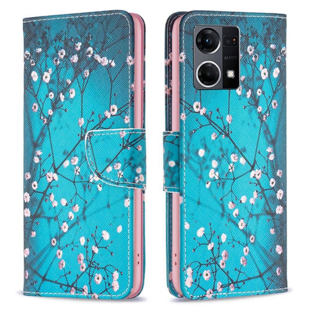 Leren Hoesje voor Oppo Reno 7 Bloeiende Takken