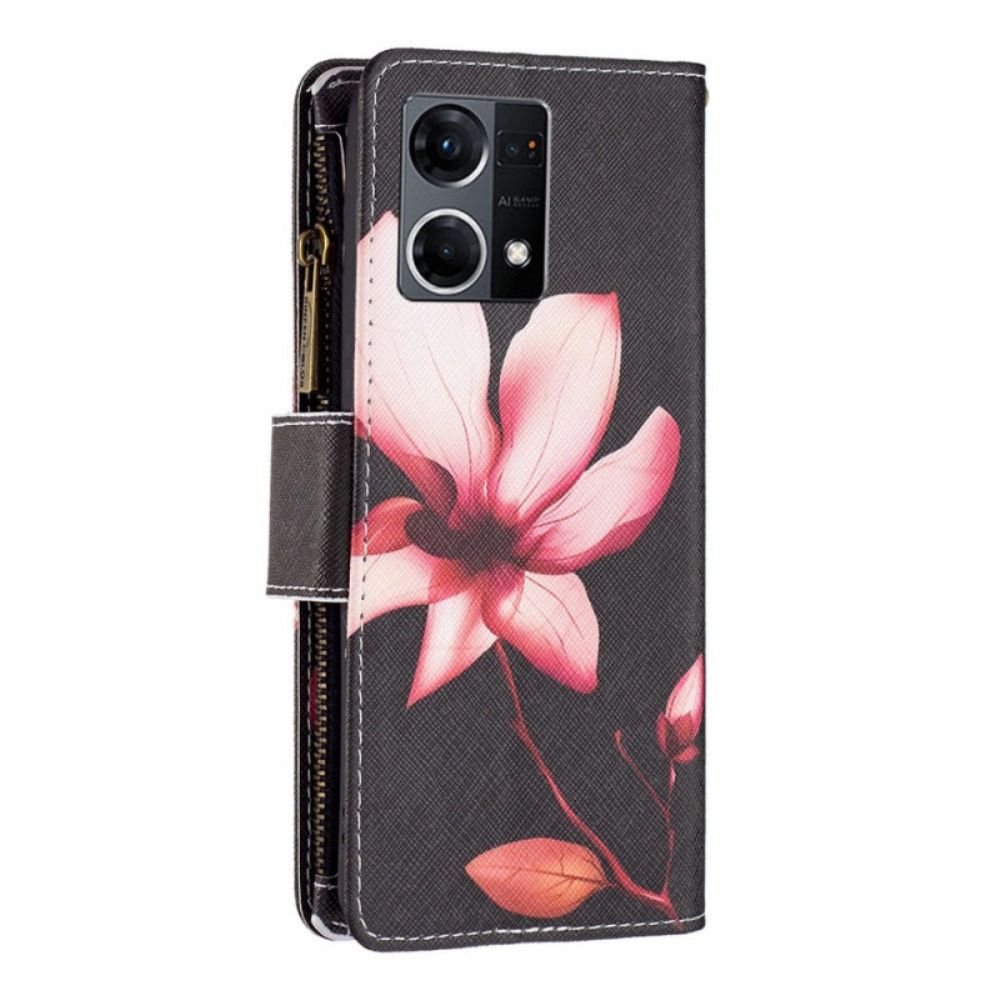 Leren Hoesje voor Oppo Reno 7 Bloemzak Met Rits