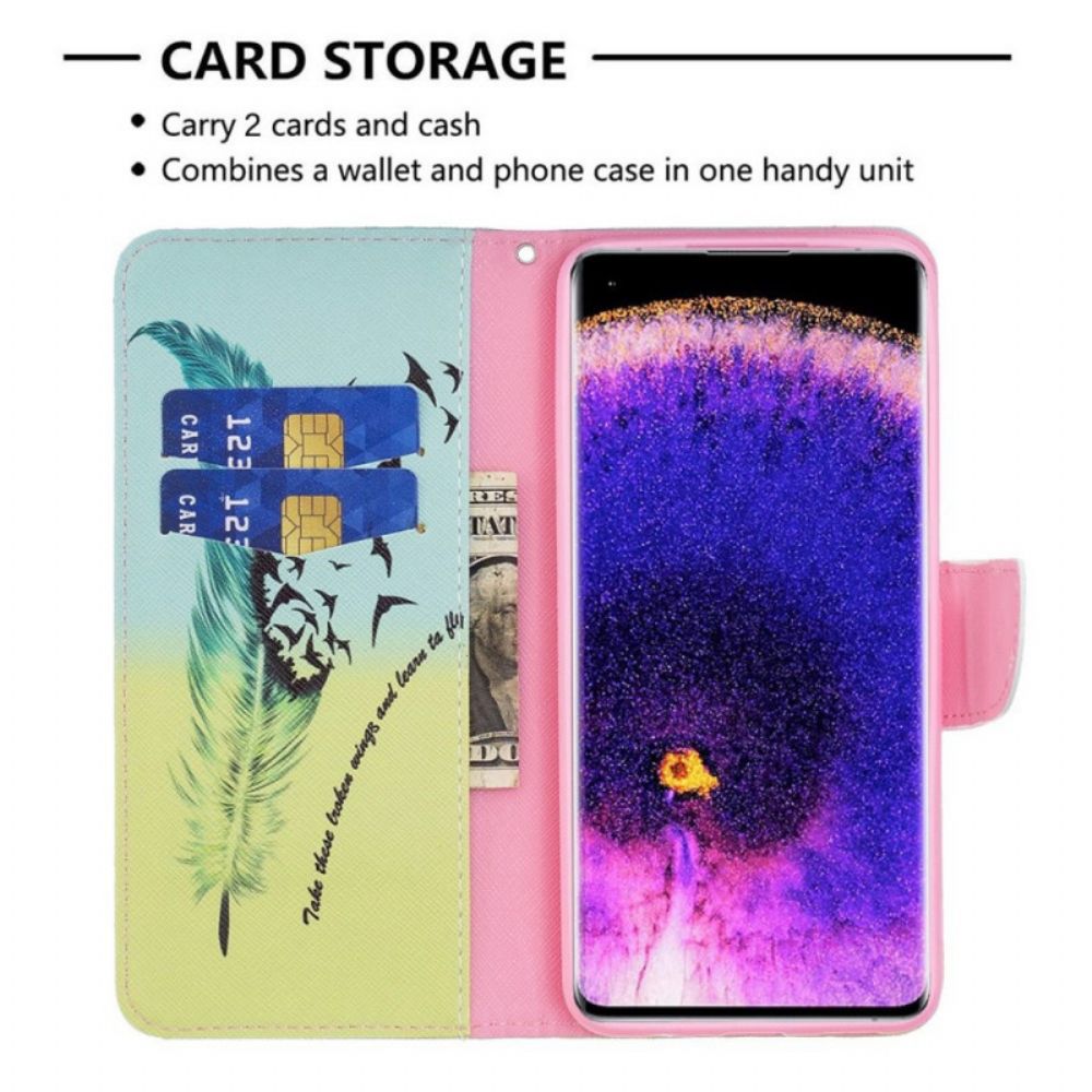 Leren Hoesje voor Oppo Reno 7 Veren