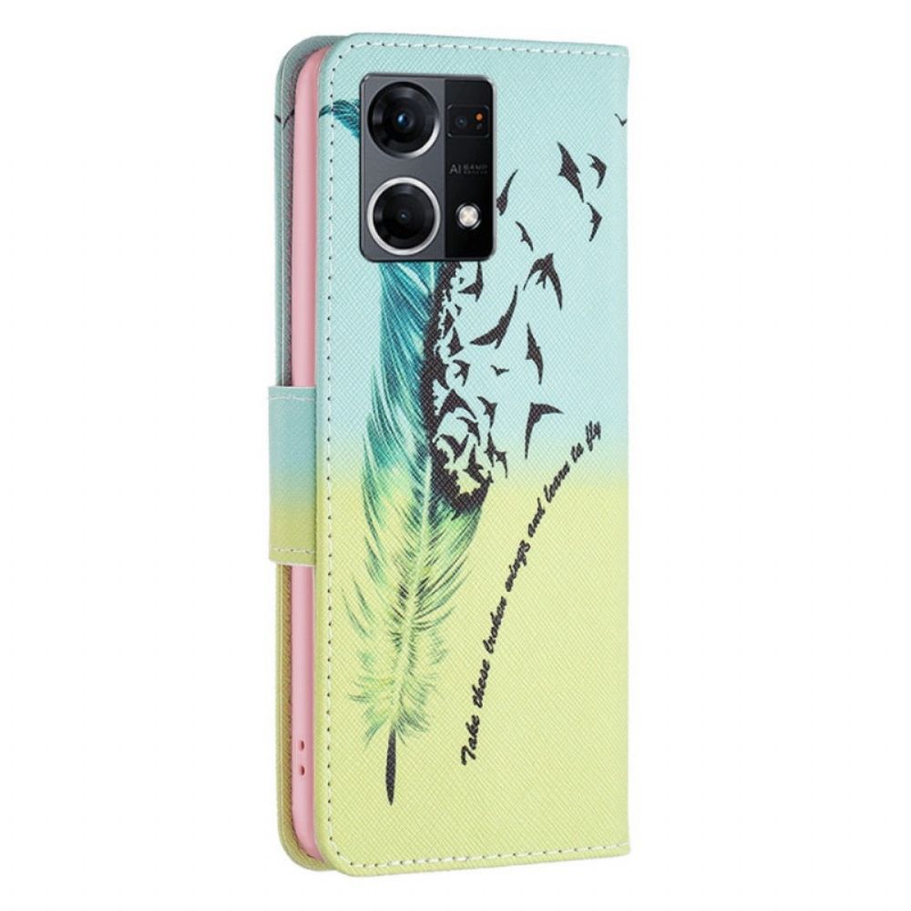 Leren Hoesje voor Oppo Reno 7 Veren