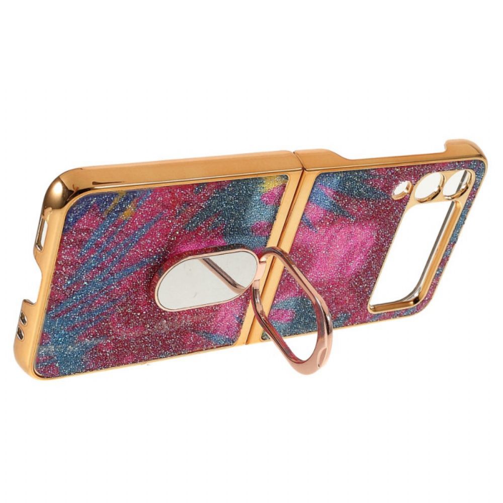 Hoesje voor Samsung Galaxy Z Flip 3 5G Folio-hoesje Fancy Stones Met Ring-ondersteuning