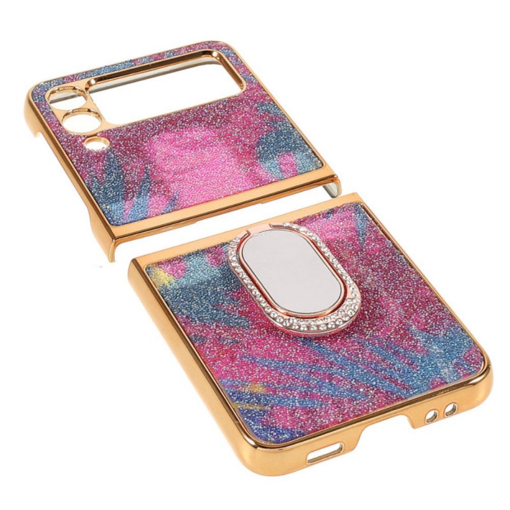 Hoesje voor Samsung Galaxy Z Flip 3 5G Folio-hoesje Fancy Stones Met Ring-ondersteuning