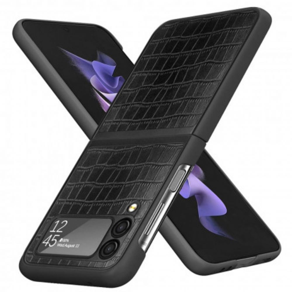 Hoesje voor Samsung Galaxy Z Flip 3 5G Folio-hoesje Krokodillenleer Stijl