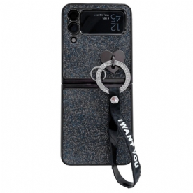 Hoesje voor Samsung Galaxy Z Flip 3 5G Folio-hoesje Pailletten Charms En Lanyard