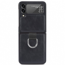 Hoesje voor Samsung Galaxy Z Flip 3 5G Folio-hoesje Vintage Lederen Stijl Met Ring