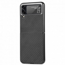 Telefoonhoesje voor Samsung Galaxy Z Flip 3 5G Folio-hoesje Getextureerde Koolstofvezel