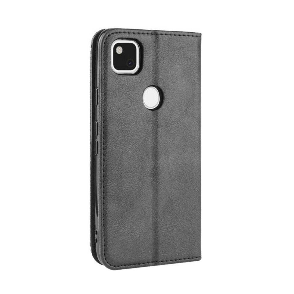 Bescherming Hoesje voor Google Pixel 4a Folio-hoesje Vintage Gestileerd Leereffect