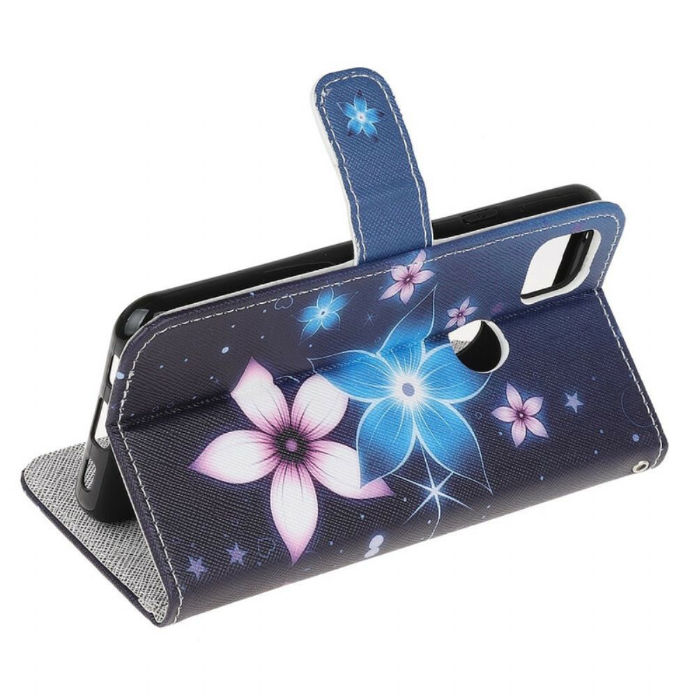 Folio-hoesje voor Google Pixel 4a Met Ketting Maanband Bloemen