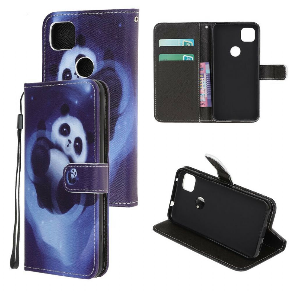 Folio-hoesje voor Google Pixel 4a Met Ketting Thong Space Panda