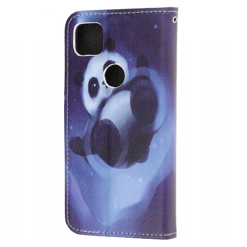 Folio-hoesje voor Google Pixel 4a Met Ketting Thong Space Panda