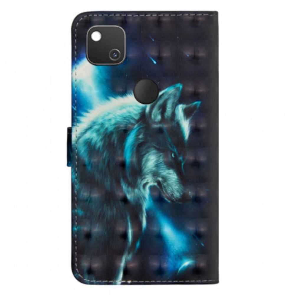 Leren Hoesje voor Google Pixel 4a Majestueuze Wolf