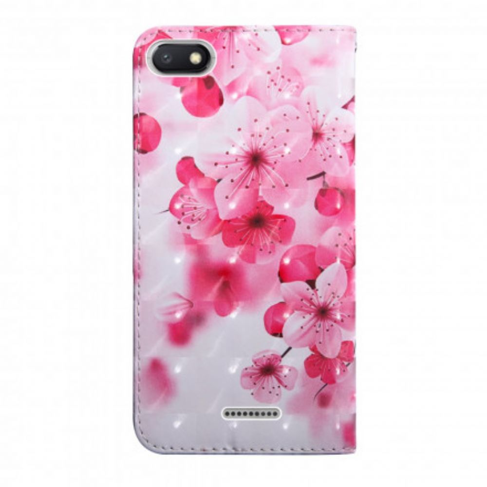 Leren Hoesje voor Xiaomi Redmi 6A Roze Bloemen