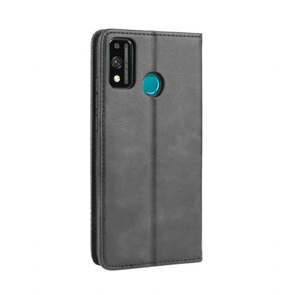 Bescherming Hoesje voor Honor 9X Lite Folio-hoesje Vintage Gestileerd Leereffect