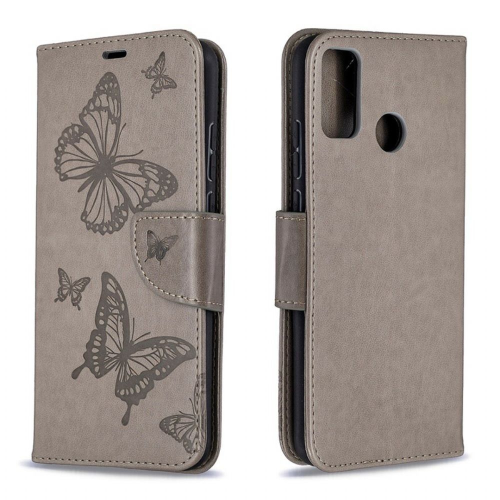 Folio-hoesje voor Honor 9X Lite Flip Case Vlinders En Schuine Klep