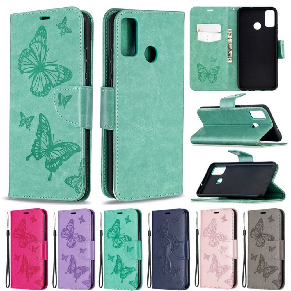 Folio-hoesje voor Honor 9X Lite Flip Case Vlinders En Schuine Klep