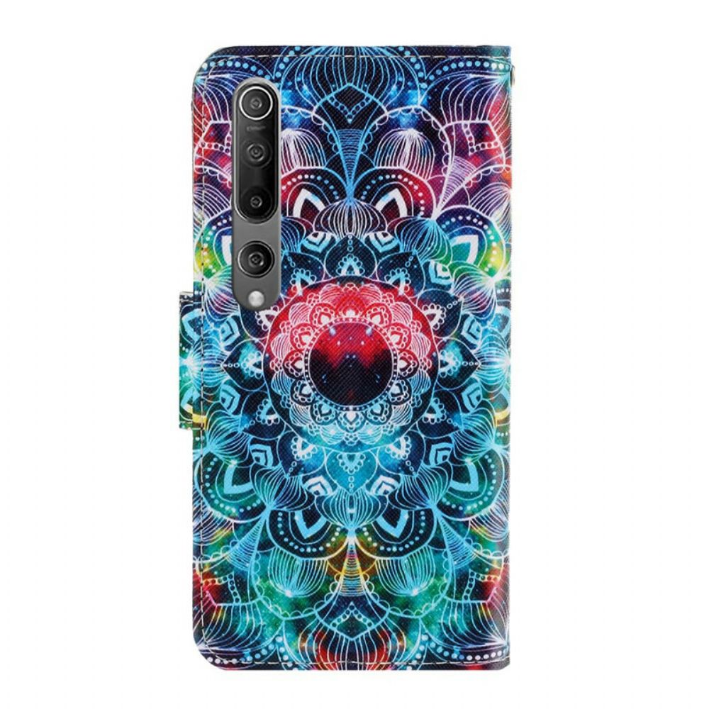 Folio-hoesje voor Xiaomi Mi 10 / 10 Pro Met Ketting Knipperende Mandala Met Bandjes