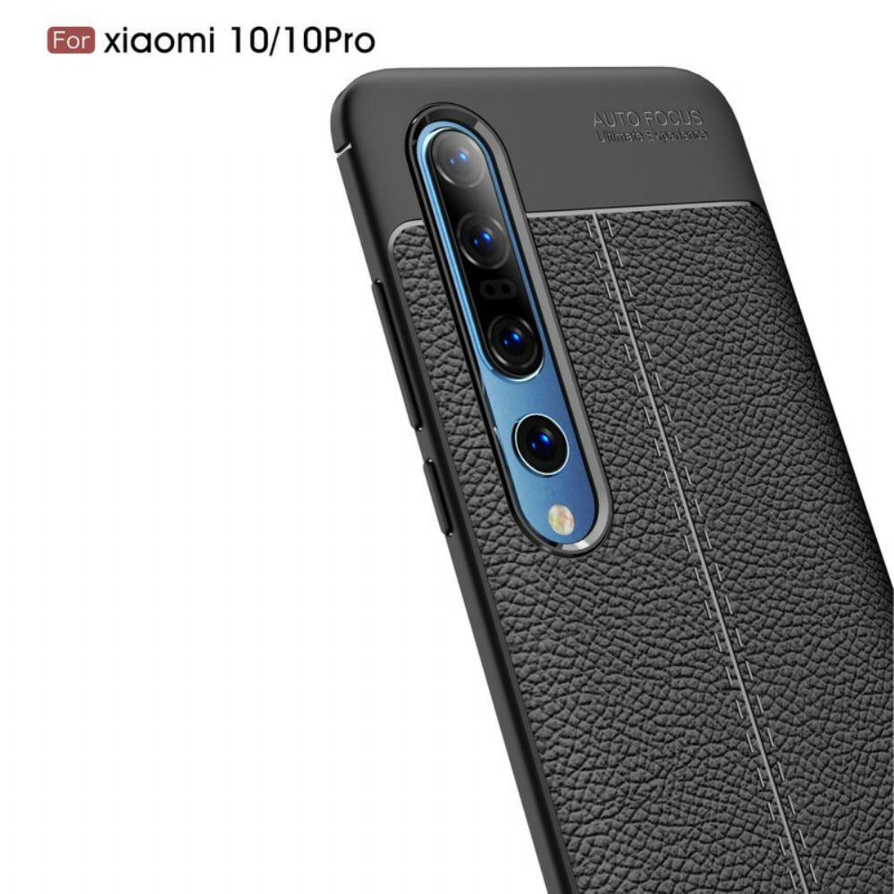 Hoesje voor Xiaomi Mi 10 / 10 Pro Dubbele Lijn Litchi Leder Effect